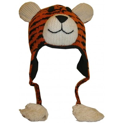 Skullies & Beanies Animal Hat Wool Fleece Lined Trapper Beanie Cap Adult Teenagers - Tiger - CS11HNUX4E1 $19.85
