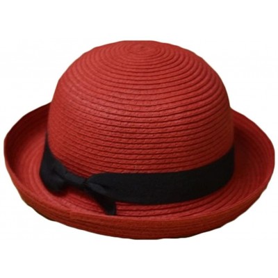 Sun Hats Bowknot Straw Summer Bowler Hat Sun Cap Hat for Ladies Womens - Red Kids - C212FU5BVEF $11.76