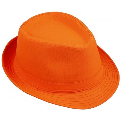 Fedoras Unisex Men Women Fedora Trilby Hat Solid Color Sun Jazz Cap - Orange - CT11LECBT9L $11.95