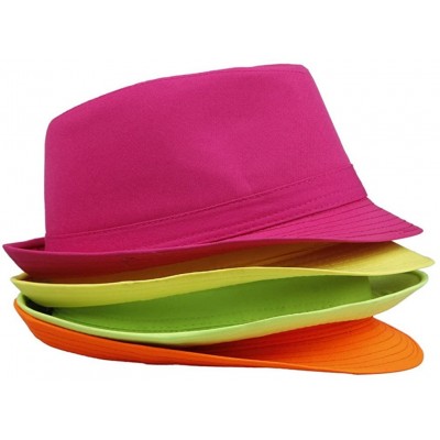 Fedoras Unisex Men Women Fedora Trilby Hat Solid Color Sun Jazz Cap - Orange - CT11LECBT9L $11.95