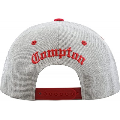 Baseball Caps Compton 3D Embroidered Heather Grey Snap Back Baseball Hat - Red - CH12E09C0O7 $8.57