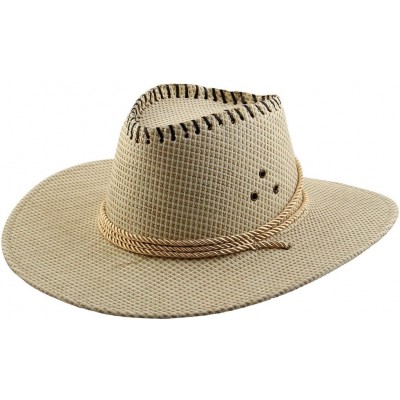 Cowboy Hats Men Summer Outdoor Adjustable Strap Braided Wide Brim Western Style Sunhat Cowboy Hat - White - C5185DXX2KC $40.01