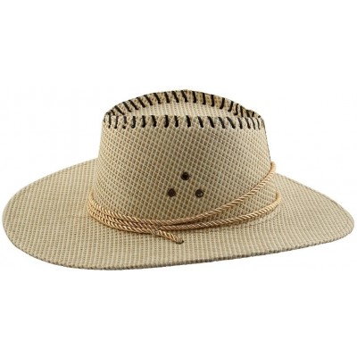 Cowboy Hats Men Summer Outdoor Adjustable Strap Braided Wide Brim Western Style Sunhat Cowboy Hat - White - C5185DXX2KC $40.01