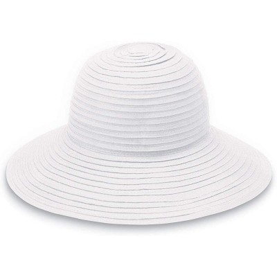 Sun Hats Women's Scrunchie Sun Hat - UPF 50+- Ultra-Light- Wide Brim- Floppy- Packable - Solid White - CX12B75DOZV $91.71
