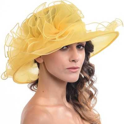 Sun Hats Women's Kentucky Derby Dress Tea Party Church Wedding Hat S609-A - S019-yellow - C718D2MEIOI $16.24