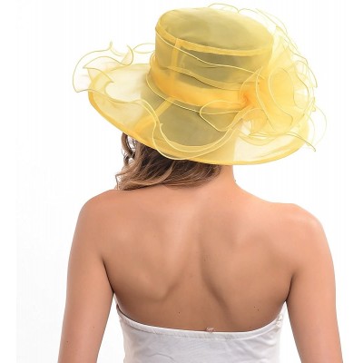 Sun Hats Women's Kentucky Derby Dress Tea Party Church Wedding Hat S609-A - S019-yellow - C718D2MEIOI $16.24