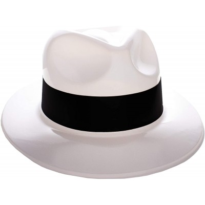 Fedoras Gangster Hat Fedoras - White W/Black Band - CP12NG6SZ72 $14.76