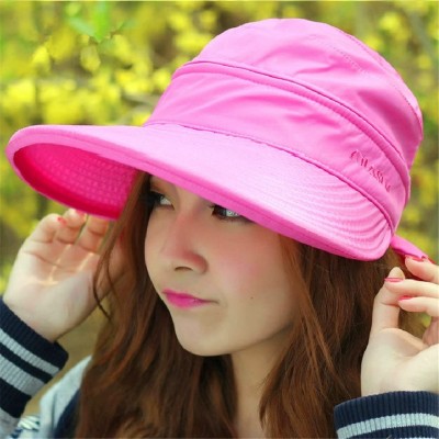 Sun Hats Woman's Baseball Caps Two USES Hat Sun Visor Summer Beach Hat - Red - CG11ZY1STNH $9.30