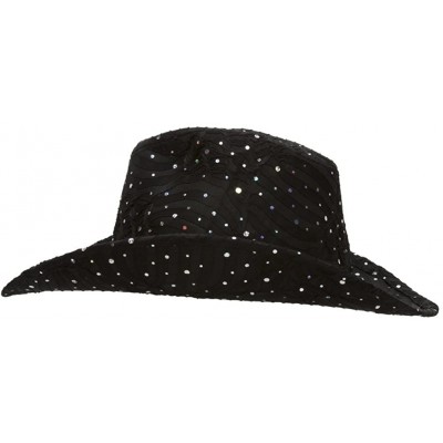 Cowboy Hats Glitter Sequin Trim Cowboy Hat - Black - CY11TBC2GLL $24.36