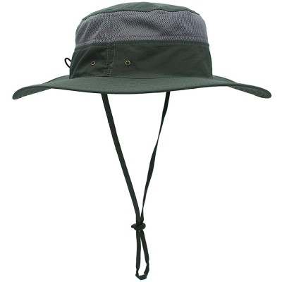 Sun Hats Outdoor Mesh Boonie Hat Outdoor UPF 50+ Wide Brim Sun Hat Windproof Fishing Hats - Dark Gray - C218U4E3ONK $15.27