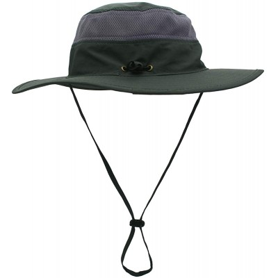 Sun Hats Outdoor Mesh Boonie Hat Outdoor UPF 50+ Wide Brim Sun Hat Windproof Fishing Hats - Dark Gray - C218U4E3ONK $15.27