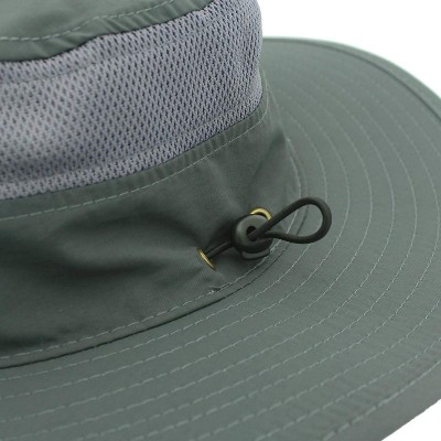 Sun Hats Outdoor Mesh Boonie Hat Outdoor UPF 50+ Wide Brim Sun Hat Windproof Fishing Hats - Dark Gray - C218U4E3ONK $15.27