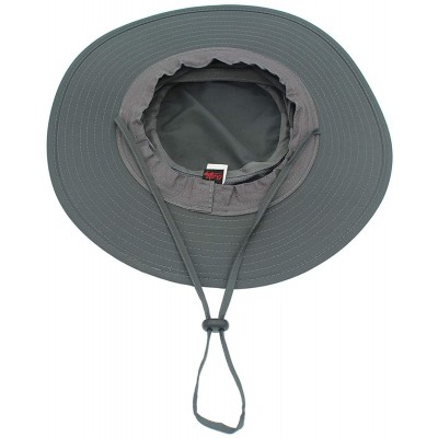 Sun Hats Outdoor Mesh Boonie Hat Outdoor UPF 50+ Wide Brim Sun Hat Windproof Fishing Hats - Dark Gray - C218U4E3ONK $15.27