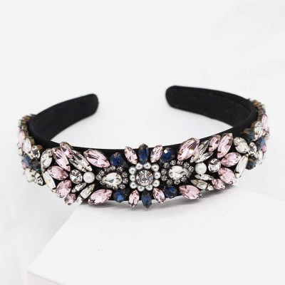 Headbands New Baroque Color Rhinestones Head Hoop - Fashion Women Hair Band Bride Tiara Headwear Headbands Hair Headpiece - C...