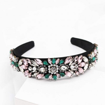 Headbands New Baroque Color Rhinestones Head Hoop - Fashion Women Hair Band Bride Tiara Headwear Headbands Hair Headpiece - C...