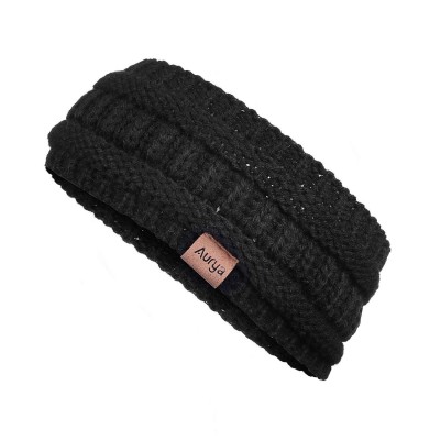 Cold Weather Headbands Winter Warm Cable Knit headband Head Wrap Ear Warmer for Women (Black) - Black - CT18ZT7EEMI $7.38