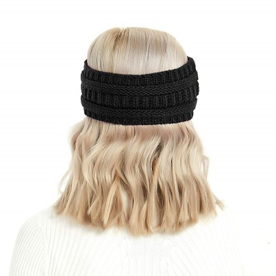 Cold Weather Headbands Winter Warm Cable Knit headband Head Wrap Ear Warmer for Women (Black) - Black - CT18ZT7EEMI $7.38