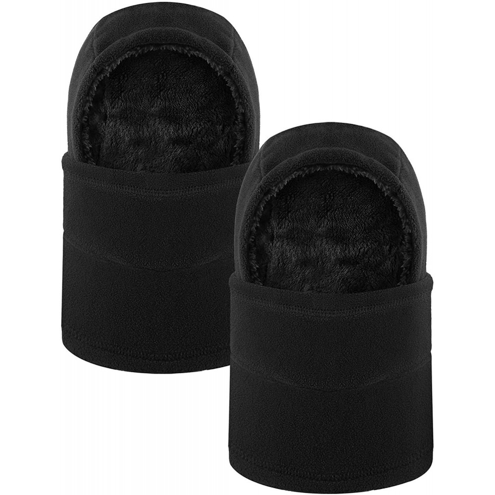 Balaclavas 2 Pieces Balaclava Fleece Hood Ski Face Mask Hat Winter Face Neck Warmer for Men and Women - Black - C718W5G32MK $...