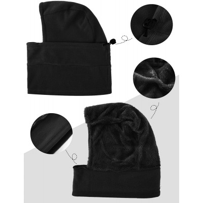 Balaclavas 2 Pieces Balaclava Fleece Hood Ski Face Mask Hat Winter Face Neck Warmer for Men and Women - Black - C718W5G32MK $...