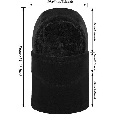 Balaclavas 2 Pieces Balaclava Fleece Hood Ski Face Mask Hat Winter Face Neck Warmer for Men and Women - Black - C718W5G32MK $...