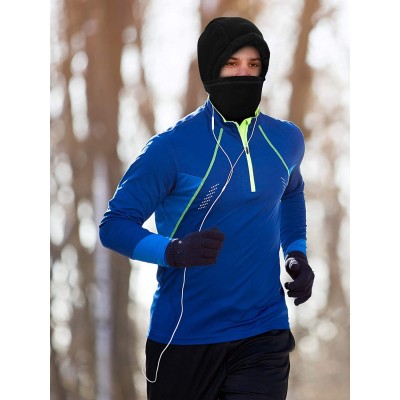 Balaclavas 2 Pieces Balaclava Fleece Hood Ski Face Mask Hat Winter Face Neck Warmer for Men and Women - Black - C718W5G32MK $...