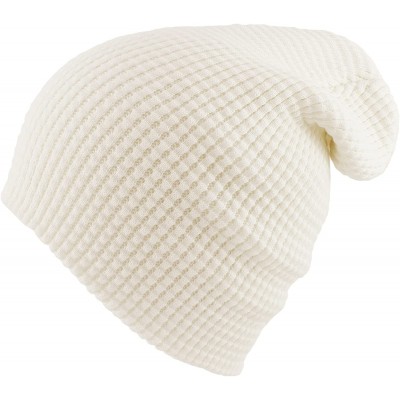 Skullies & Beanies Cotton Embossed Knit Slouchy Beanie Winter Warm Ski Skater Hip-hop Hat - Off White - C011OEJYNUX $18.59