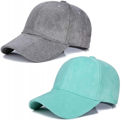 Baseball Caps Hats 2 Pack Men Women Matching Hat Baseball Cap Faux Suede Multicolor - Gray and Turquoise - CF18O4U6NW7 $17.10
