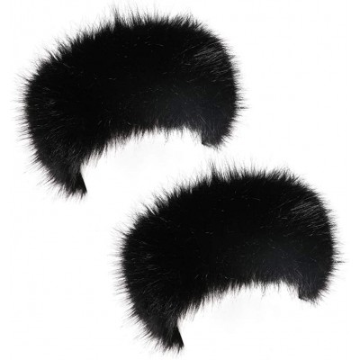 Cold Weather Headbands Womens Faux Fur Headband Winter Earwarmer Earmuff Hat Ski - Black+black 2pcs - CW18XIO2E6R $32.40