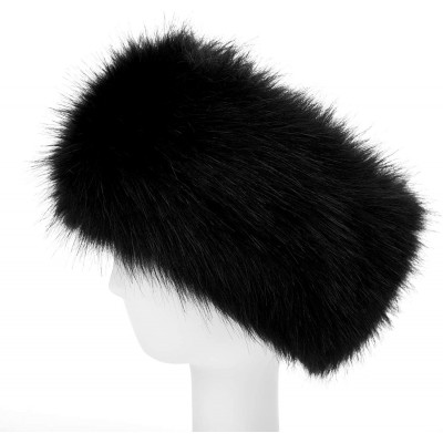Cold Weather Headbands Womens Faux Fur Headband Winter Earwarmer Earmuff Hat Ski - Black+black 2pcs - CW18XIO2E6R $16.87