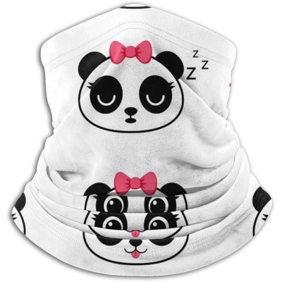 Balaclavas Neck Gaiter Headwear Face Sun Mask Magic Scarf Bandana Balaclava - Cartoon Panda With Pink Bow - CW197SDXY5D $17.03