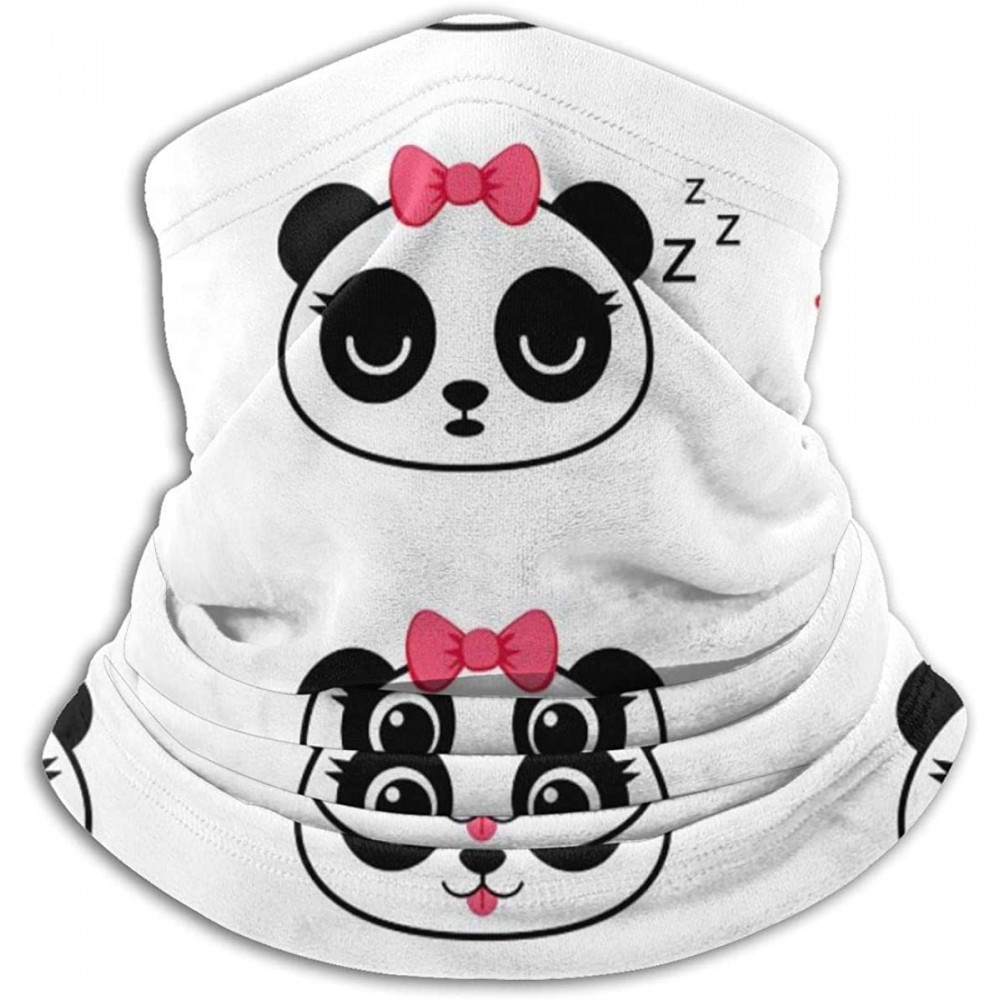 Balaclavas Neck Gaiter Headwear Face Sun Mask Magic Scarf Bandana Balaclava - Cartoon Panda With Pink Bow - CW197SDXY5D $17.03