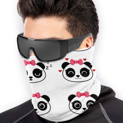Balaclavas Neck Gaiter Headwear Face Sun Mask Magic Scarf Bandana Balaclava - Cartoon Panda With Pink Bow - CW197SDXY5D $17.03