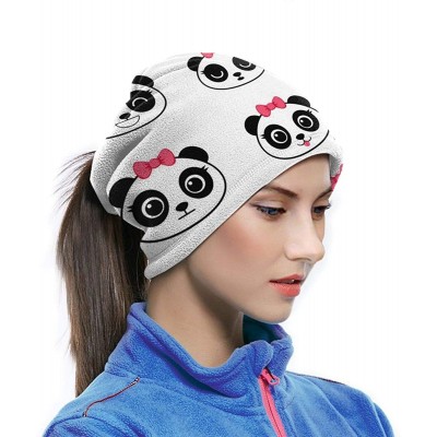 Balaclavas Neck Gaiter Headwear Face Sun Mask Magic Scarf Bandana Balaclava - Cartoon Panda With Pink Bow - CW197SDXY5D $17.03