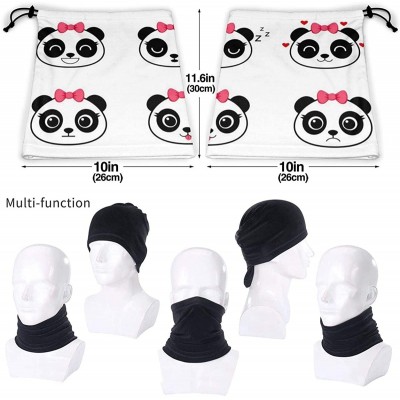 Balaclavas Neck Gaiter Headwear Face Sun Mask Magic Scarf Bandana Balaclava - Cartoon Panda With Pink Bow - CW197SDXY5D $17.03