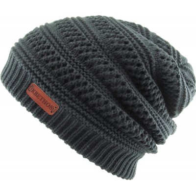 Skullies & Beanies Super Warm Slouchy Fleeced Long Beanie Warm Fur Lined Winter Knit Hat Thick Skull Cap - CY18GLGMIYC $14.41
