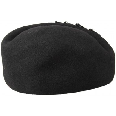 Berets Women's Vintage Feather Wool Beret Cap British Style Pillbox Hat - Black - C9124X1DCKD $21.85