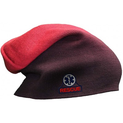 Skullies & Beanies Custom Slouchy Beanie EMT Rescue Embroidery Skull Cap Hats for Men & Women - Red - CZ18A58I2TN $20.02