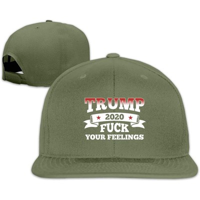 Baseball Caps Trump 2020 Fuck Your Feeling Snapback Hat Adjustable Casual Flat Bill Baseball Caps Men - Moss Green - CH196XQU...