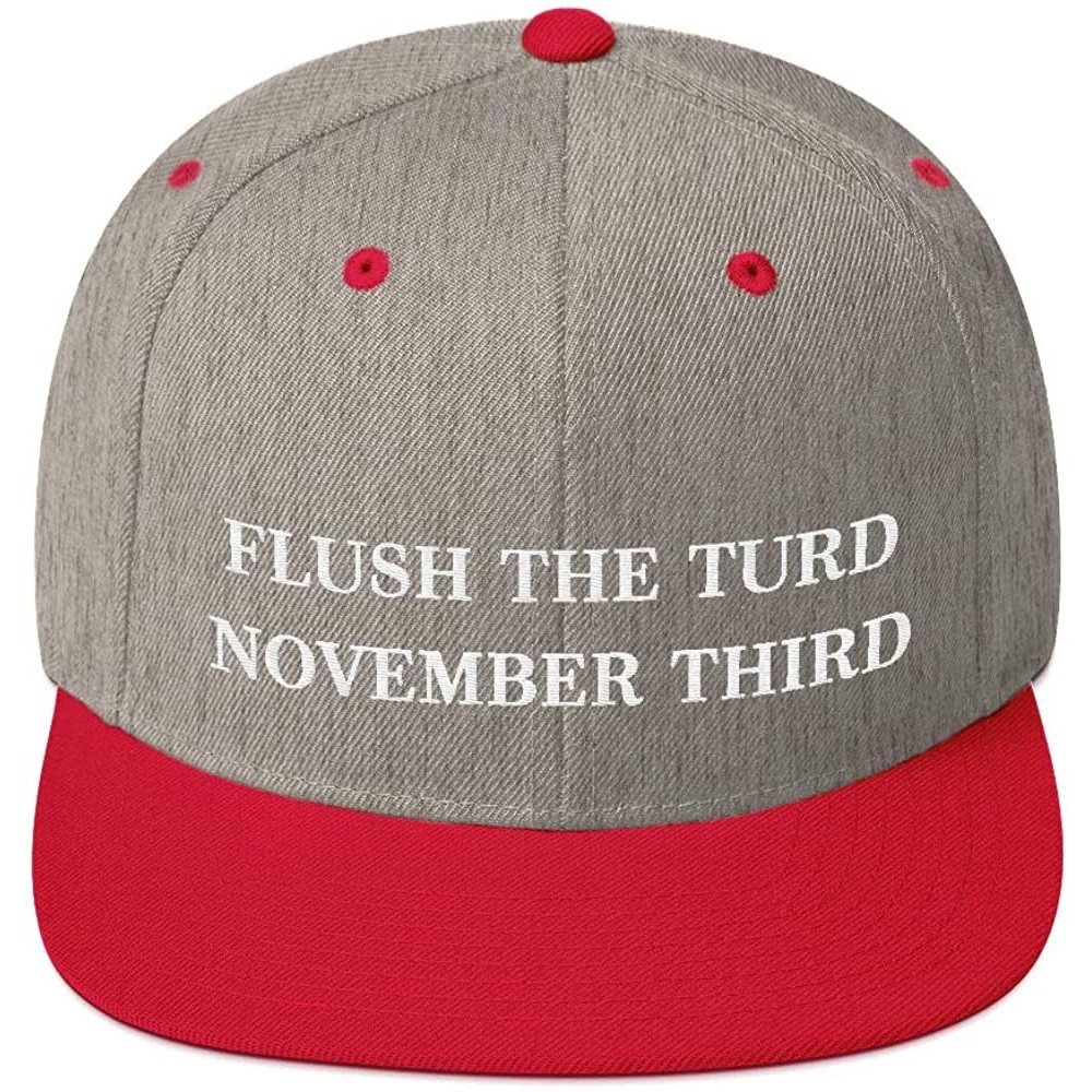 Baseball Caps Flush The Turd November Third Hat (Embroidered Wool Blend Cap) Anti Donald Trump - Heather Grey/ Red - CH18XTT4...