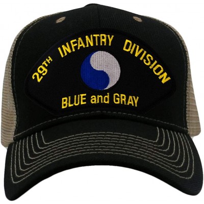 Baseball Caps 29th Infantry Division - Blue & Gray Hat/Ballcap Adjustable One Size Fits Most - Mesh-back Black & Tan - C618SU...
