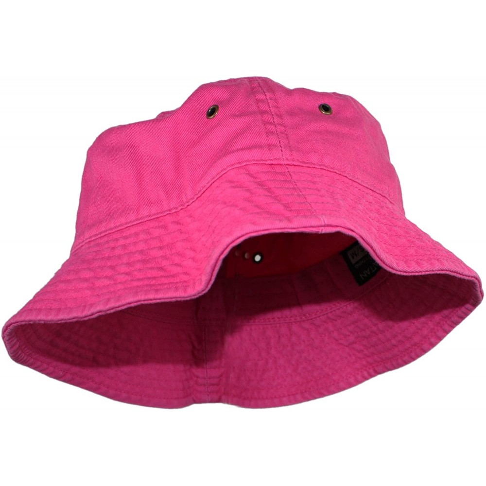 Bucket Hats Simple Solid Cotton Bucket Hat - Fuchsia - CE11N1CKISF $11.63