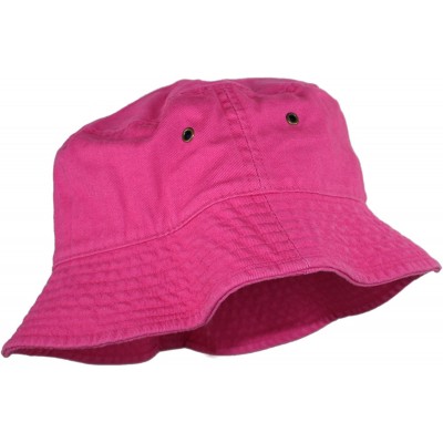 Bucket Hats Simple Solid Cotton Bucket Hat - Fuchsia - CE11N1CKISF $11.63