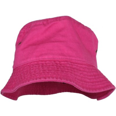 Bucket Hats Simple Solid Cotton Bucket Hat - Fuchsia - CE11N1CKISF $11.63