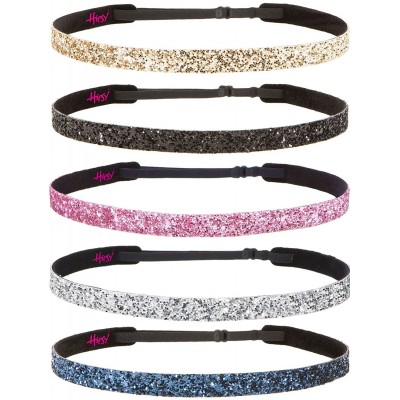 Headbands Women's Adjustable NO Slip Skinny Bling Glitter Headband - 5pk Skinny Navy/Silver/Light Pink/Black/Gold - CV18CUO8W...