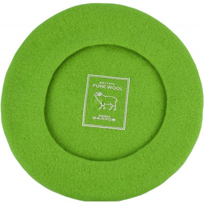 Berets Traditional Women's Men's Solid Color Plain Wool French Beret One Size - Lime Green - CT189YKELEG $9.20