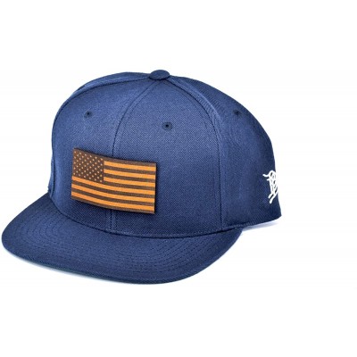 Baseball Caps 'The Old Glory' Leather Patch Classic Snapback Hat - One Size Fits All - Navy - CW18IGOY8ER $53.82