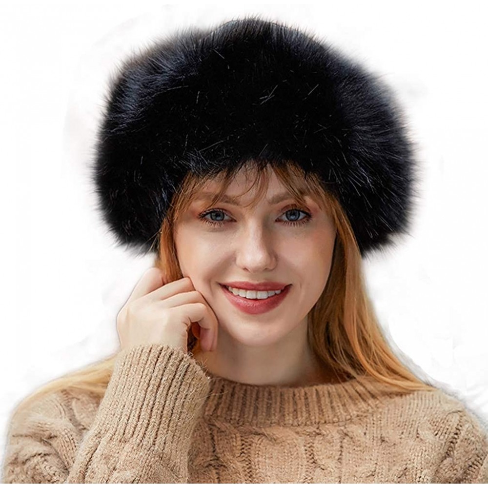 Skullies & Beanies Faux Fur Hat for Women Winter Warm Fox Beanie Hat Fluffy Thick Vintage Hats Cossak Russian Style Hat Cap -...