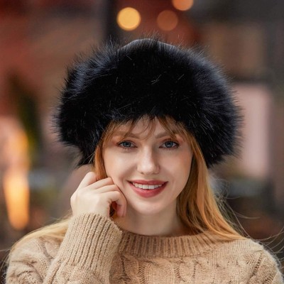 Skullies & Beanies Faux Fur Hat for Women Winter Warm Fox Beanie Hat Fluffy Thick Vintage Hats Cossak Russian Style Hat Cap -...