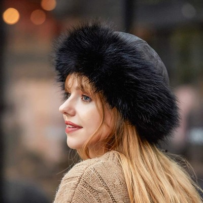 Skullies & Beanies Faux Fur Hat for Women Winter Warm Fox Beanie Hat Fluffy Thick Vintage Hats Cossak Russian Style Hat Cap -...