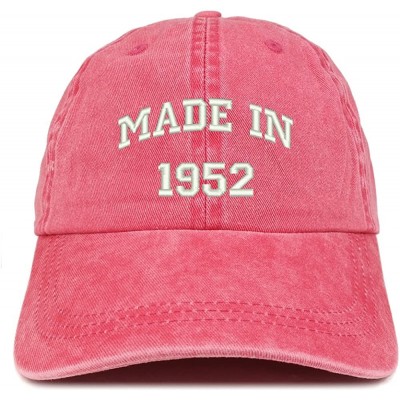 Baseball Caps Made in 1952 Text Embroidered 68th Birthday Washed Cap - Red - CC18C7HQ3Y3 $18.34